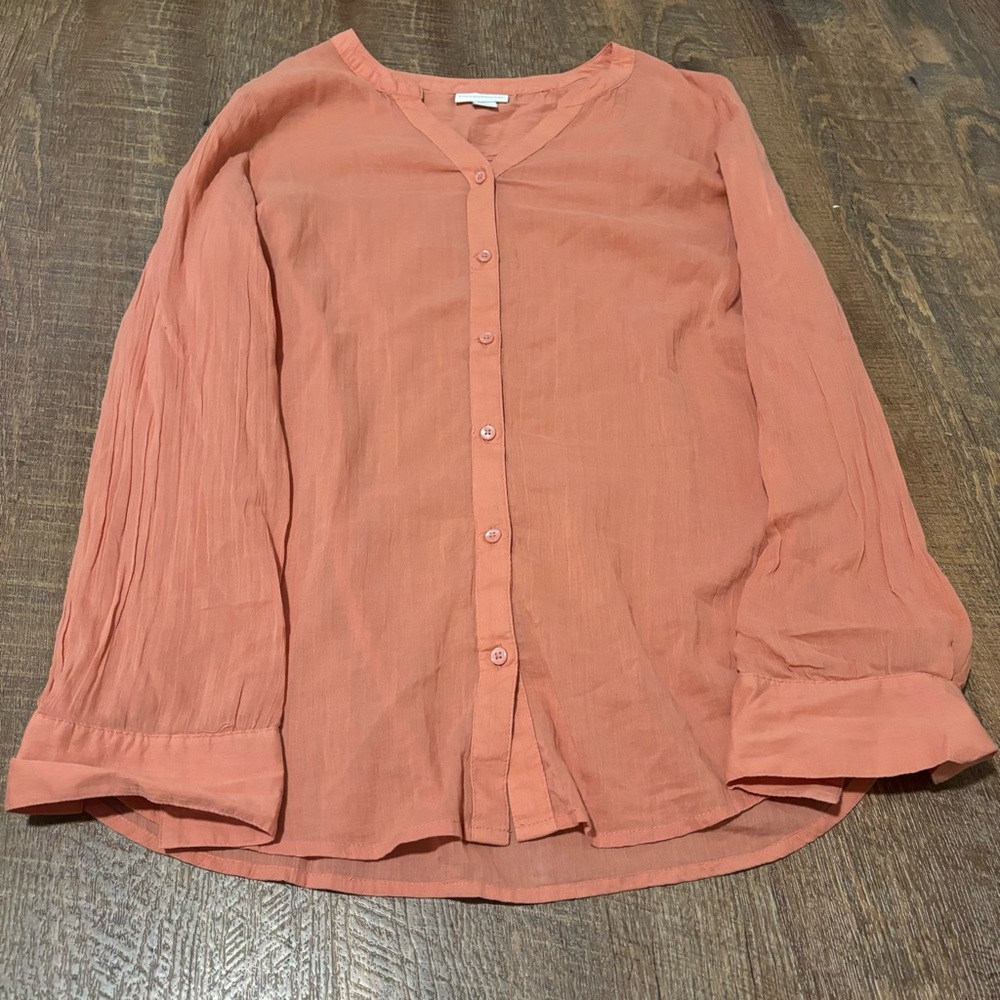 coral liz claiborne button down long sleeve